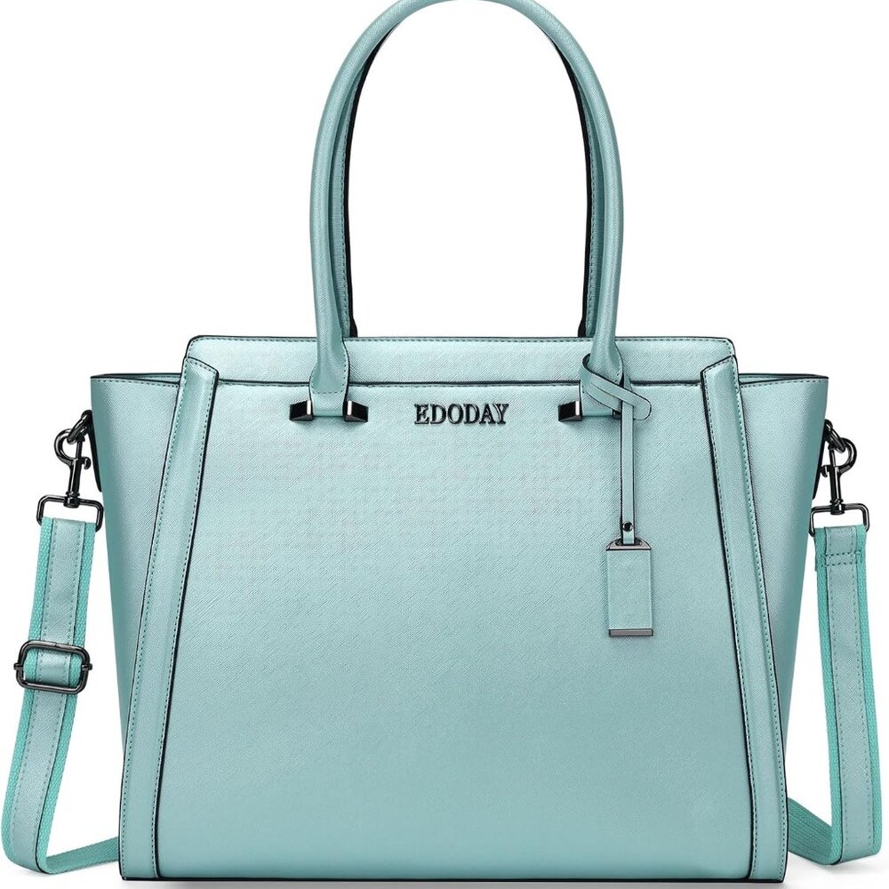 Stylish 15.6 Inch Laptop Tote Bag for Women - Travel Computer Handbag with Long